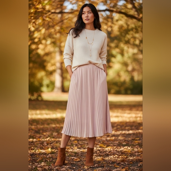 Adiva Dresses & Skirts - ADIVA PEACH PLEATED MIDI  CHIFFON SKIRT XL